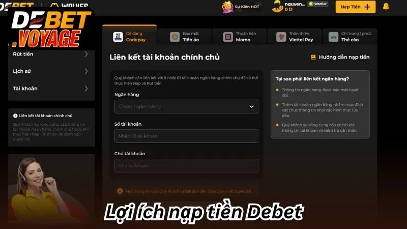 Lợi ích nạp tiền Debet